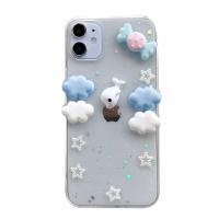 iPhone Xs 滴膠立體雲朵海豚保護殼