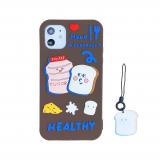 iPhone XR 超萌牛奶麵包搭配同款掛飾硅膠保護殼
