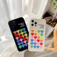 iphone 12 Mini 滿屏彩色愛心笑臉液態硅膠保護殼