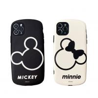 iPhone Xs 迪士尼正版授權 黑白標誌米奇米妮貼皮保護殼