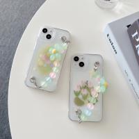 iPhone 12 鬱金香+花朵鍊條太空殼