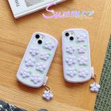 iPhone 11 Pro 夢幻紫花朵(含同款掛飾)硅膠保護殼
