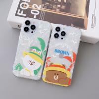 iPhone 13 Pro【LINE正版】悠閒布朗熊可妮兔貝殼紋保護殼