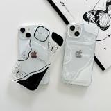 iPhone 12 Pro 黑白蝴蝶卡包系列彩繪殼